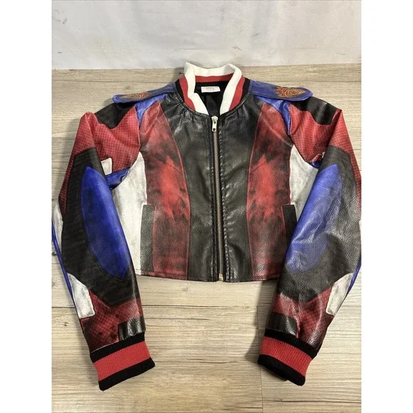 Disney Descendants Evie Costume Jacket Child Size Large 9/10 Faux Leather Moto - Picture 4 of 10